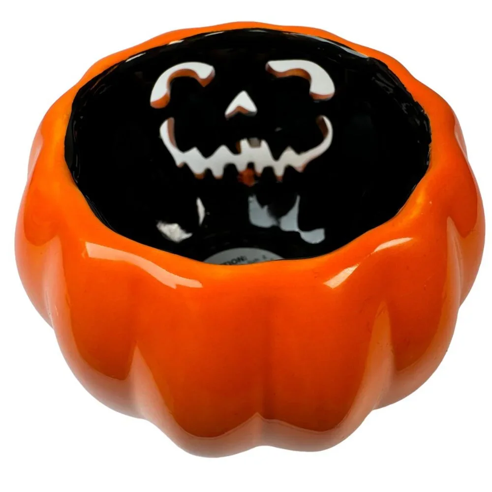 Bath & Body Works Jack O Lantern Pumpkin Orange Candle Holder Harry Slatkin 2011 - Picture 6 of 9